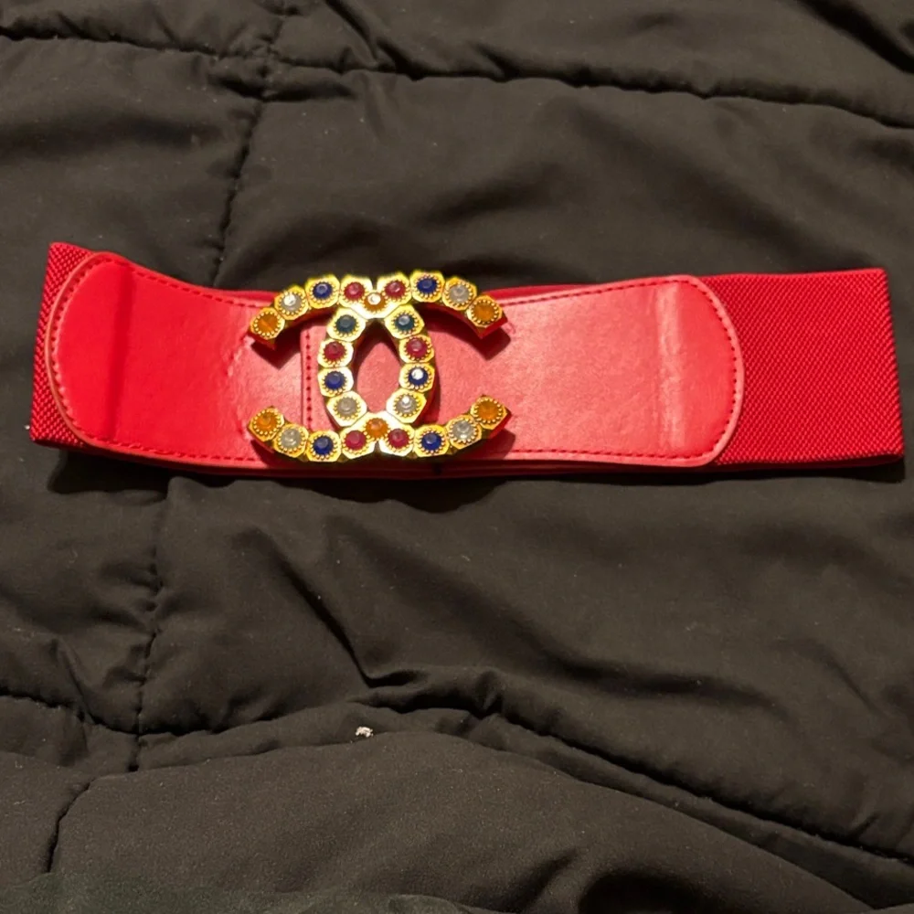 Fashion Red Dress Stretchy Women's Belt